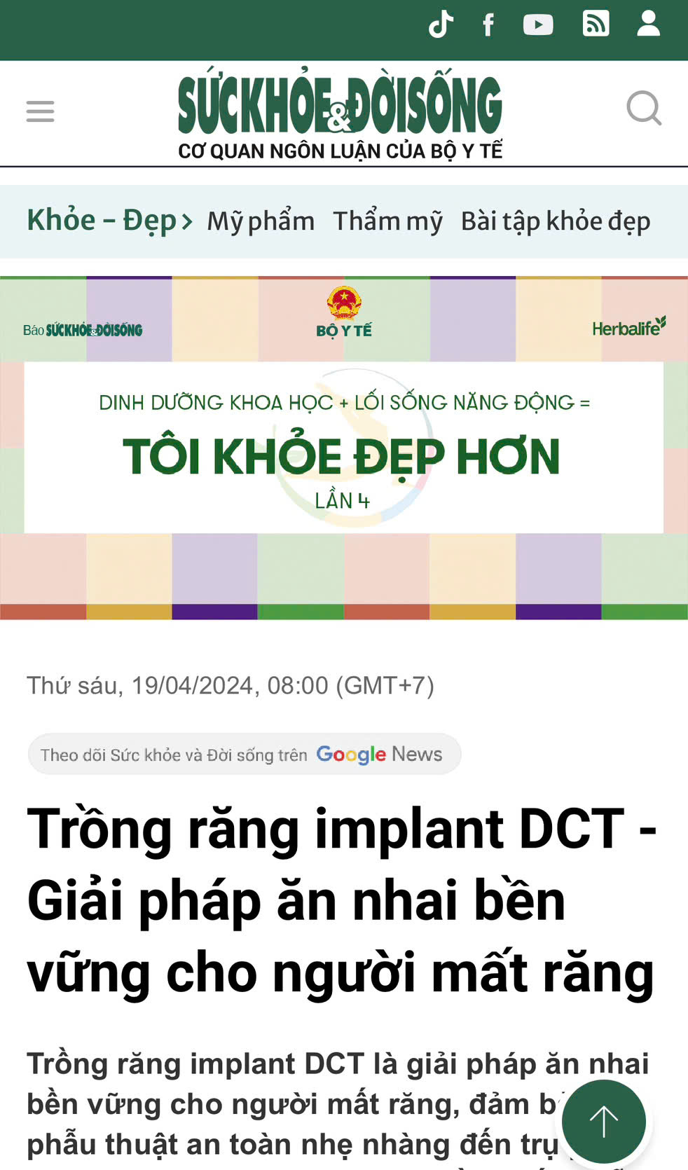 Trồng răng implant DCT - Giải pháp ăn nhai bền vững cho người mất răng
