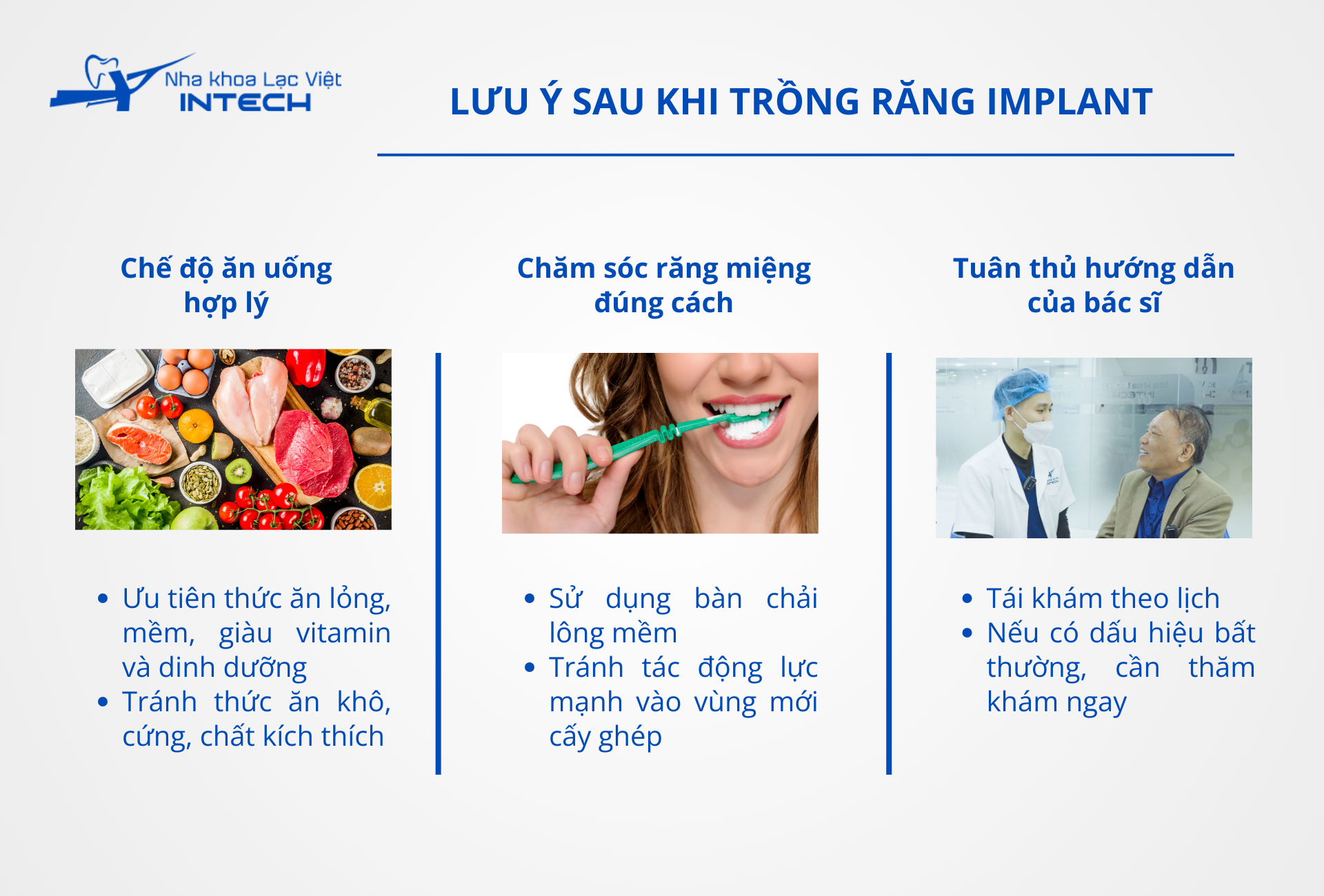 Cô chú/anh chị cần tuân thủ các lưu ý sau cấy ghép Implant để răng nhanh chóng tích hợp vào xương hàm, đẩy nhanh tốc độ hồi phục