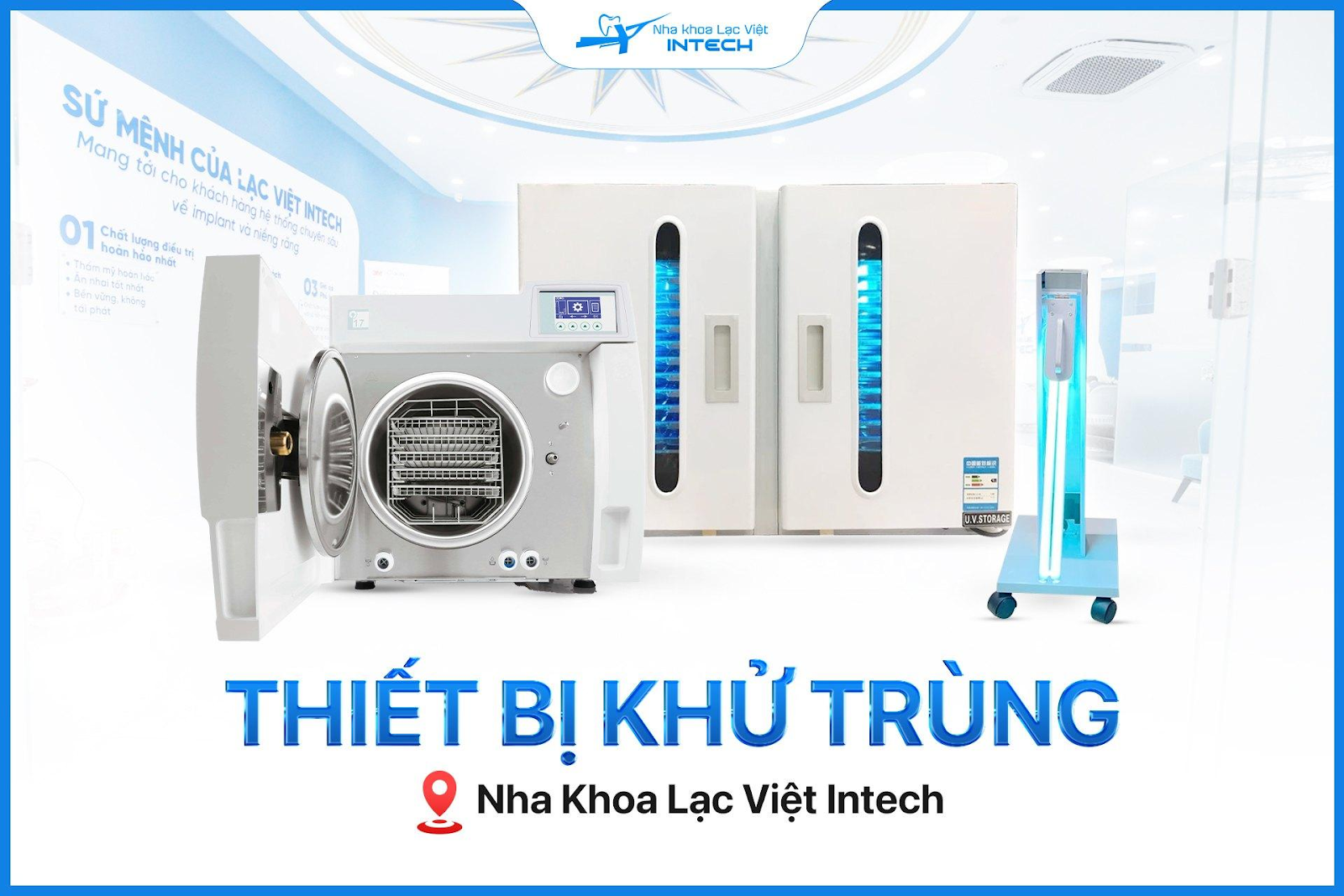 Nha khoa trang bị đầy đủ các thiết bị khử trùng hiện đại, đảm bảo môi trường phẫu thuật vô trùng, an toàn