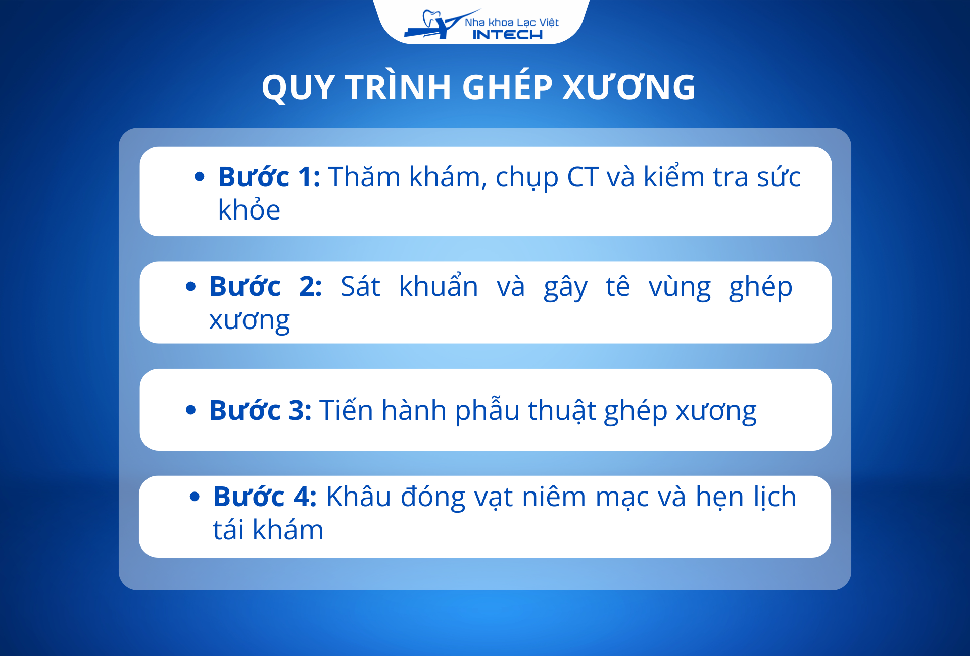 Quá trình ghép trụ lành thương gồm 4 bước, diễn ra nhanh chóng và ít gây đau đớn