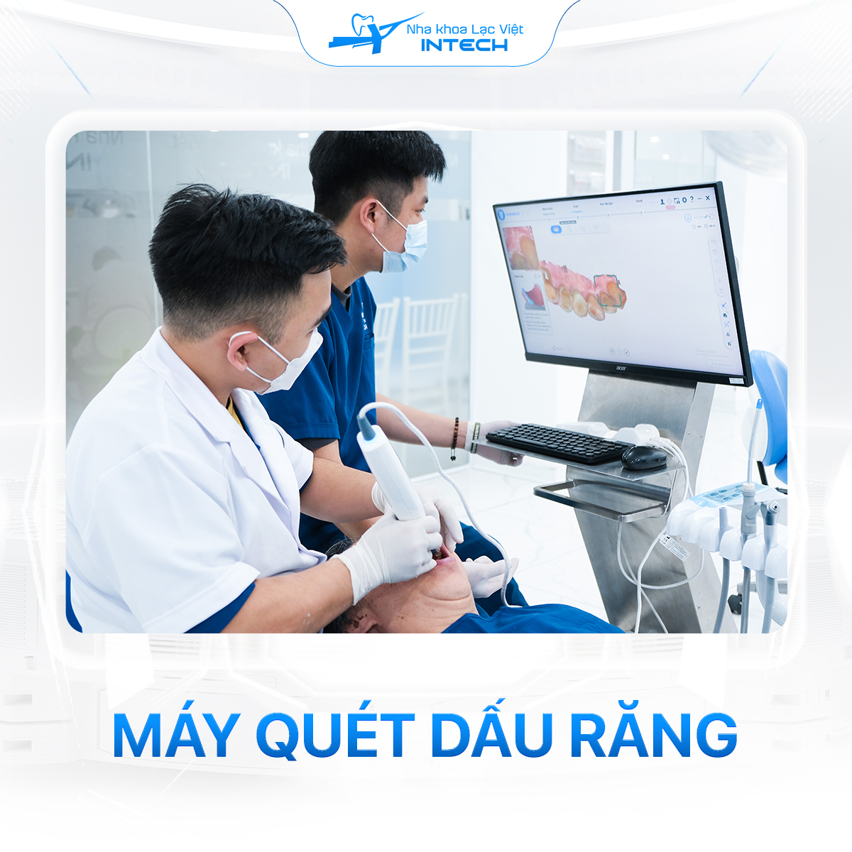 Bác sĩ sẽ lấy dấu răng bằng máy scan, cho kết quả chính xác, nhanh chóng, không gây khó chịu cho người điều trị