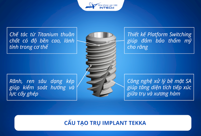 Trụ Implant Tekka đa dạng hình dáng và kích thước, phù hợp với nhiều trường hợp khác nhau