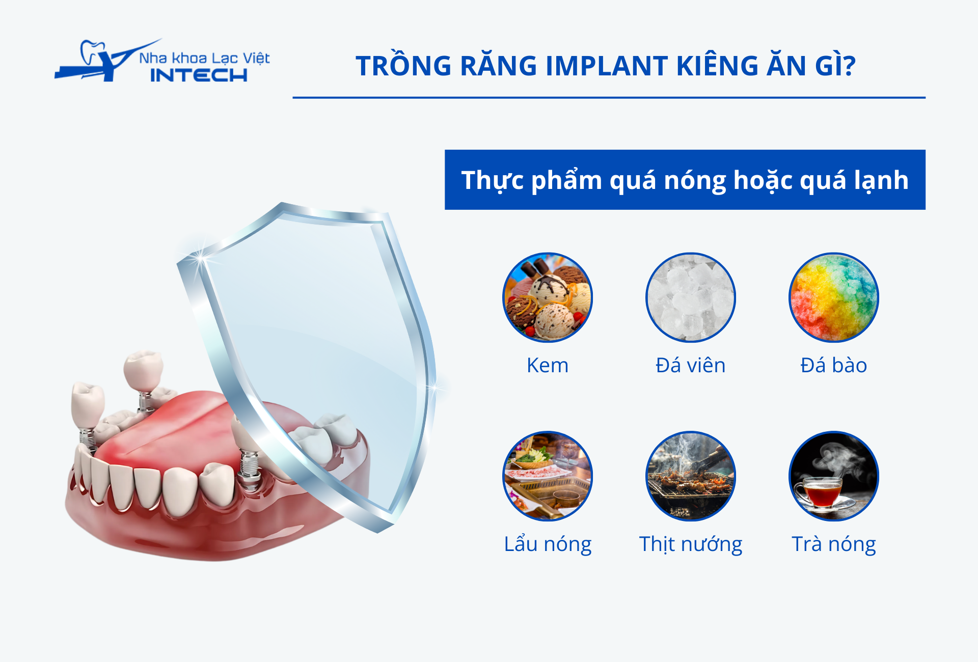 Nhiệt độ của thức ăn có thể gây các tác động tiêu cực đến vùng vừa cấy ghép Implant, kéo dài thời gian hồi phục